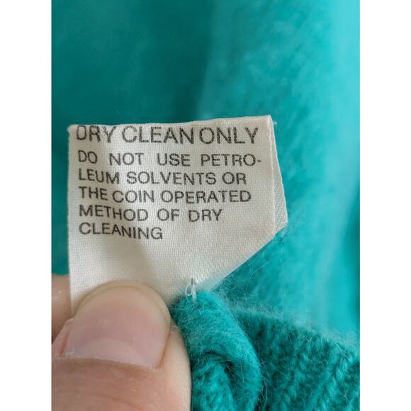 Esprit Sweater Women Medium Teal Green Crew Neck Wool Blended Pullover Vintage - Picture 7 of 9